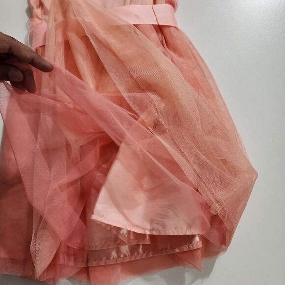 Girls Peach Roses Floral Formal Elegant Dress, Cardigan, & Headband Set Size 5/6 - Picture 14 of 16